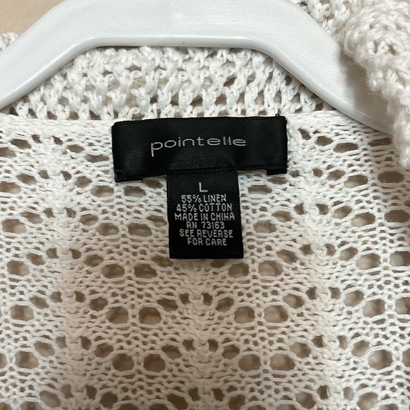 Point Elle cardigan sweater knit white sweater Size L - Picture 2 of 6